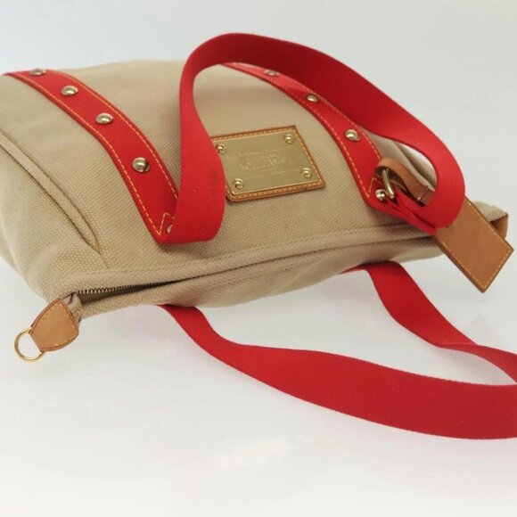 LOUIS VUITTON Antigua Cabas MM Tote Bag Beige Red M40035 LV Auth 137279 - Picture 7 of 16